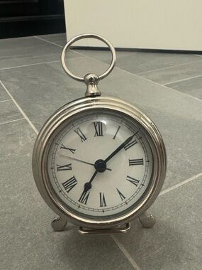 Pottery Barn Pocket Watch Clock On Stand Polished Finish